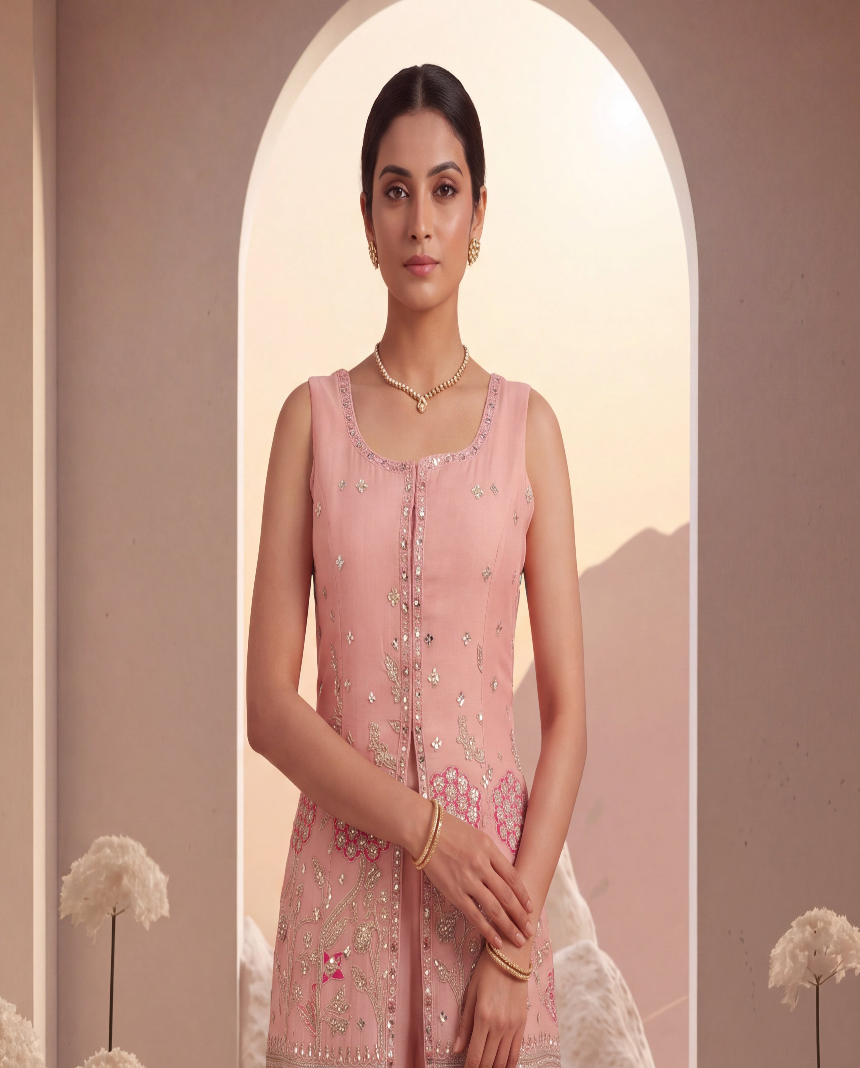 Blush Embellished Sharara Set