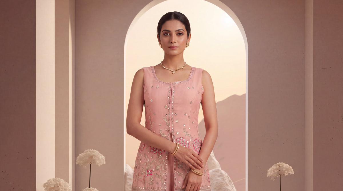 Blush Embellished Sharara Set