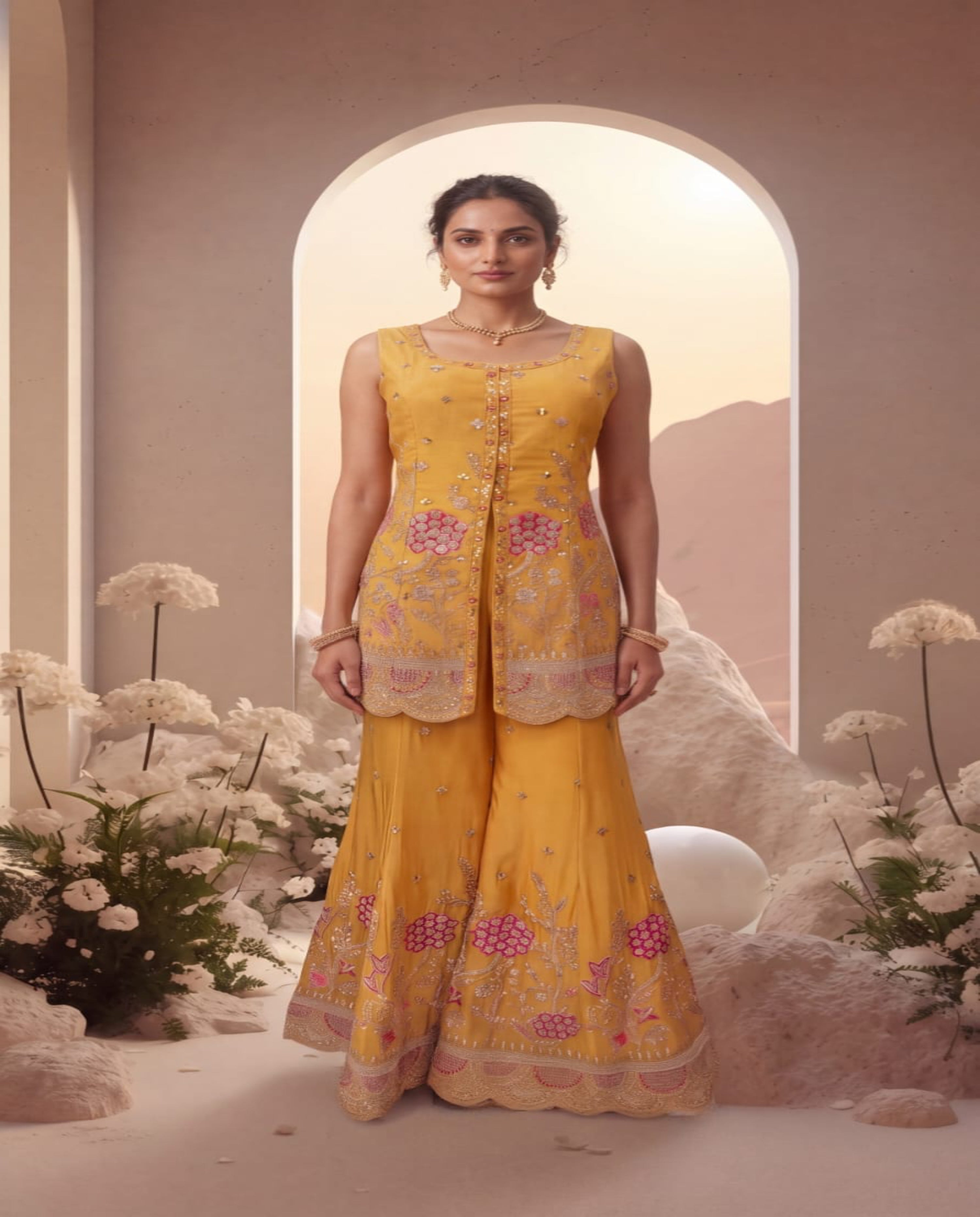 Blush Embellished Sharara Set