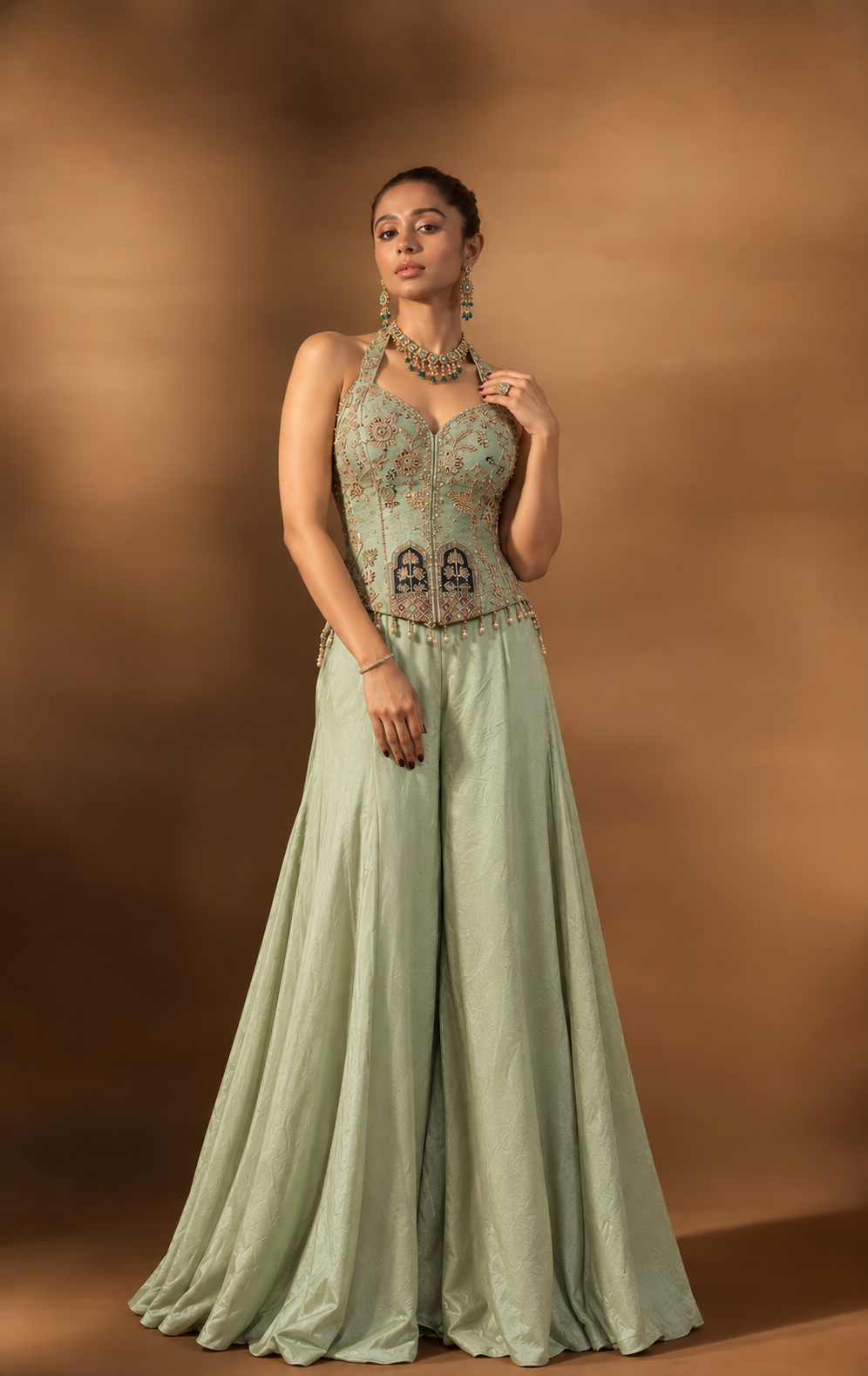 Pastel Duo Embroidered Sharara Set