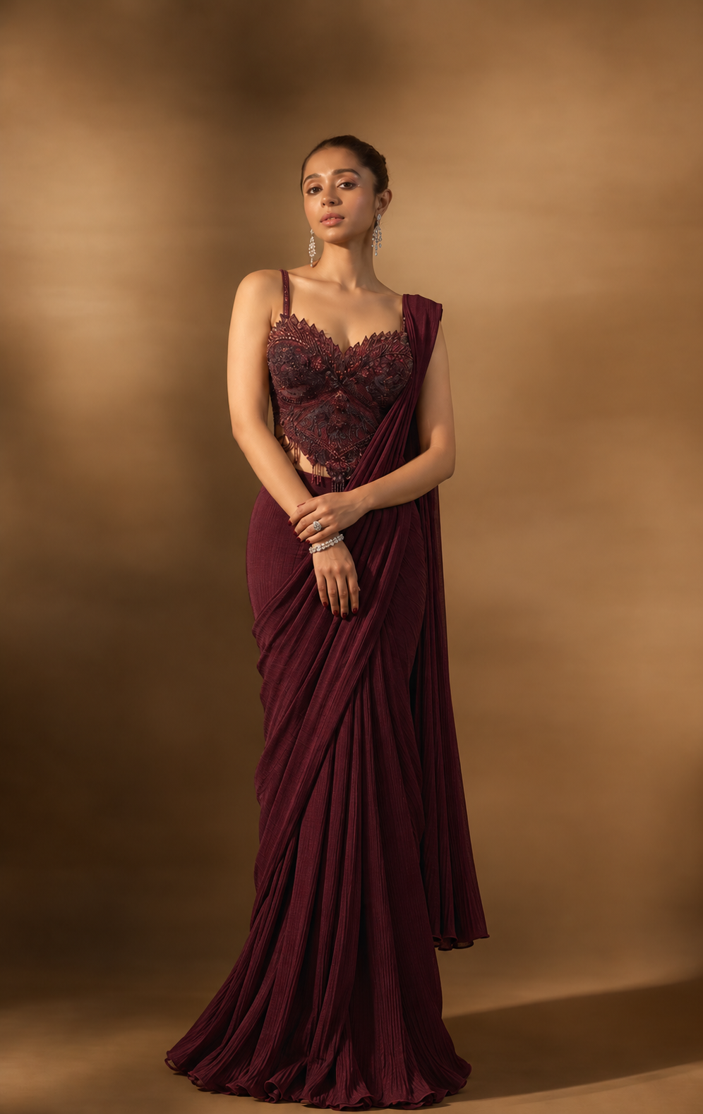 Regal Wine Saree Set