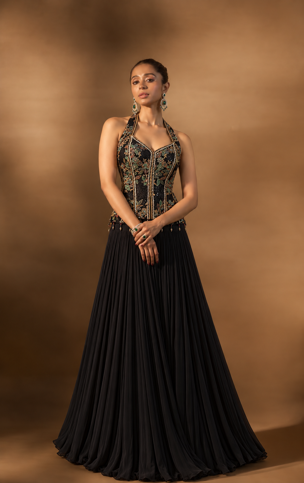 Noir Elegance Embroidered Lehenga Set