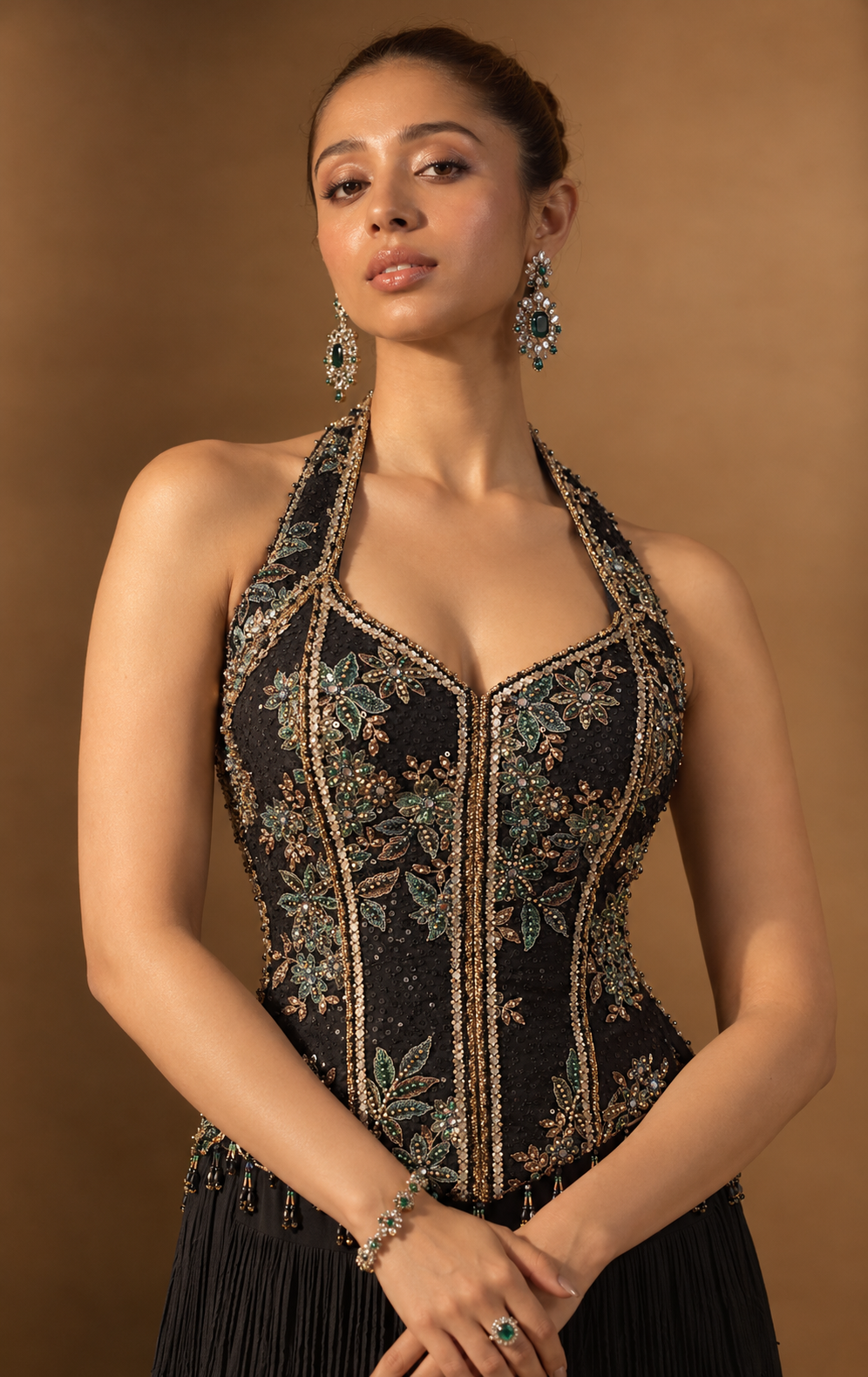 Noir Elegance Embroidered Lehenga Set