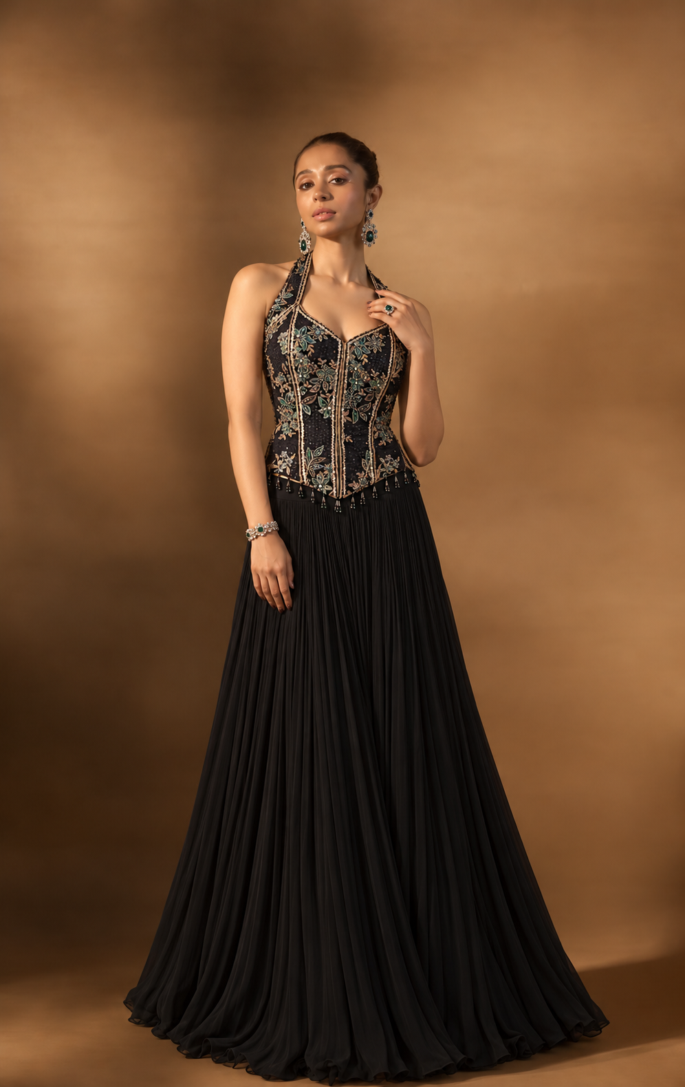 Noir Elegance Embroidered Lehenga Set