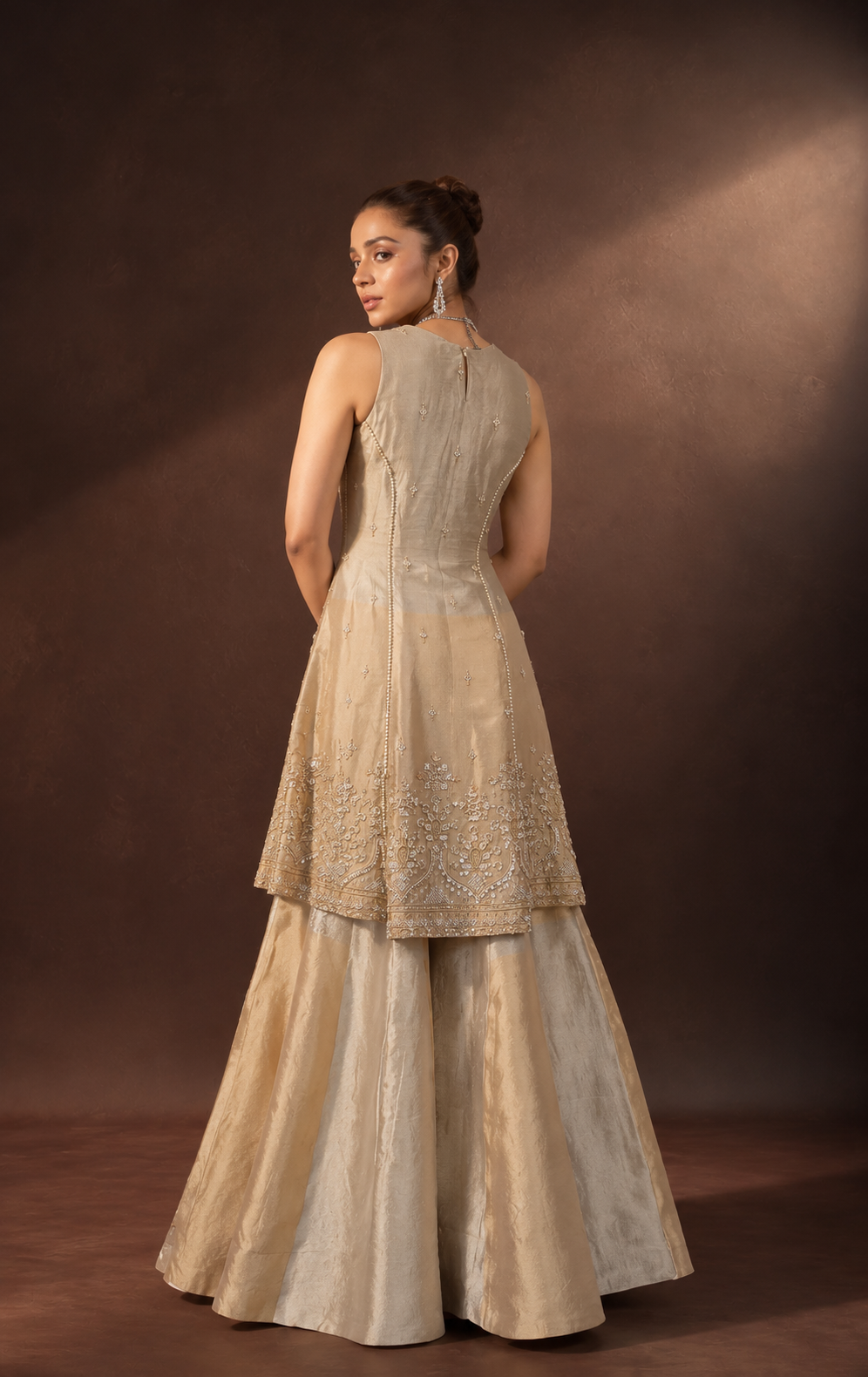 Gold Embroidered Sharara Set