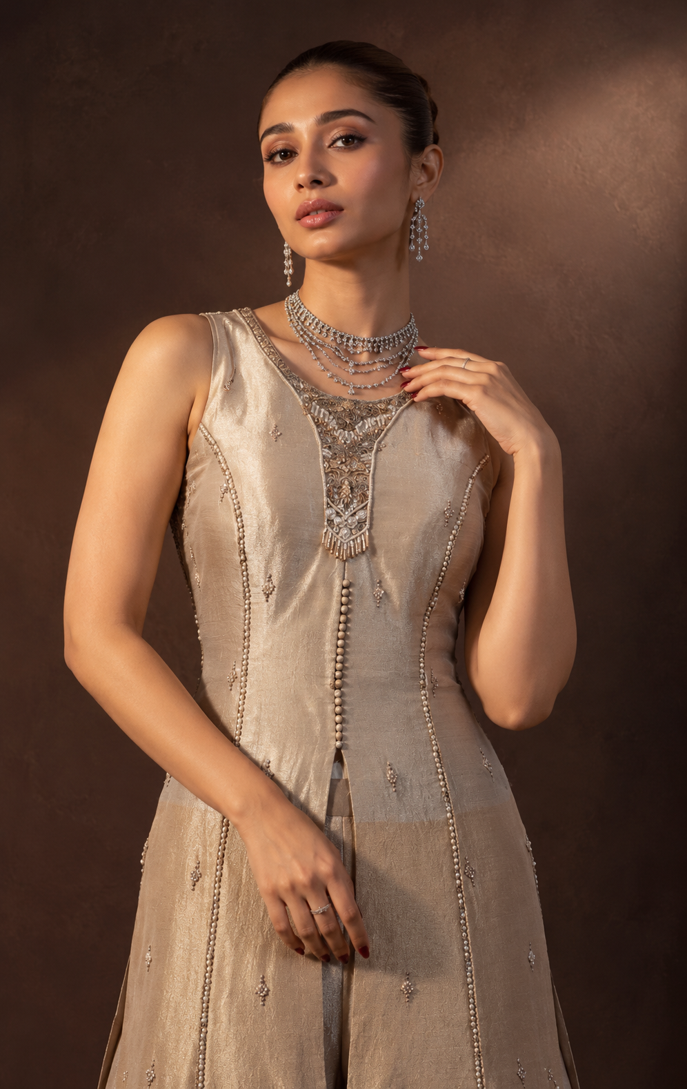 Gold Embroidered Sharara Set