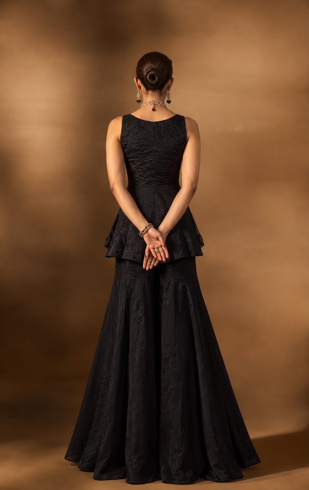Black Kurta Embroidered Sharara Set