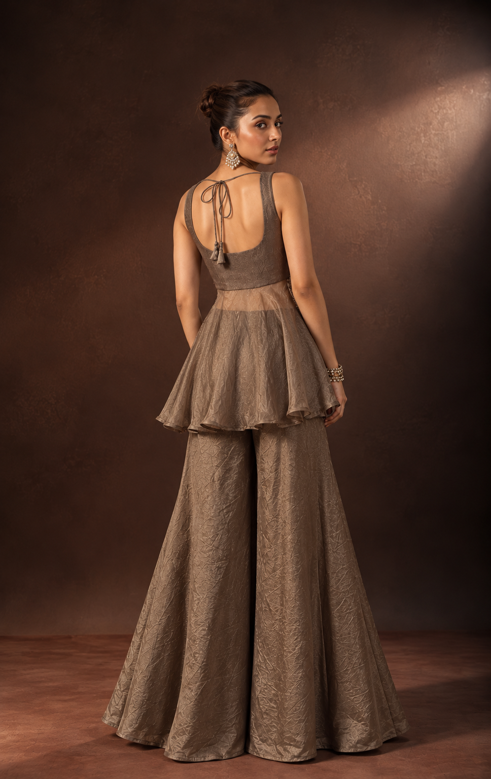 Grey Peplum & Sharara Set