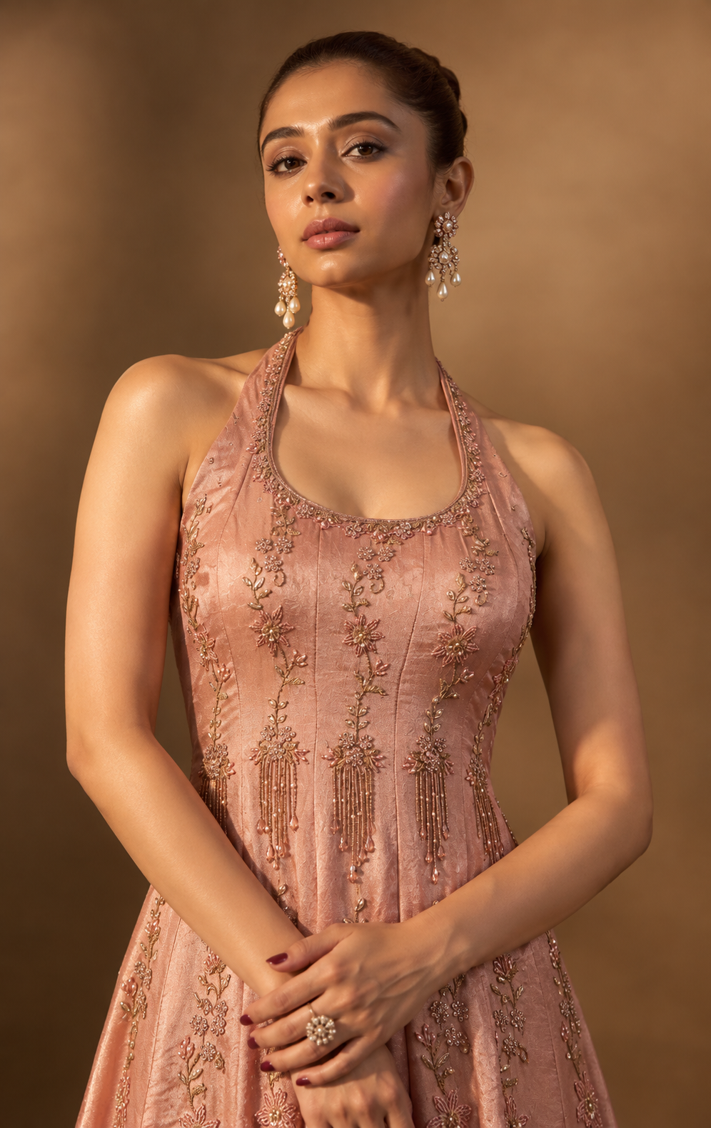 Pink Embroidered Anarkali Set