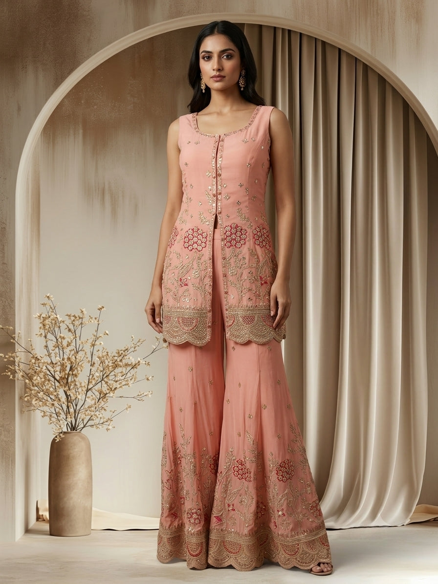 Blush Embellished Sharara Set