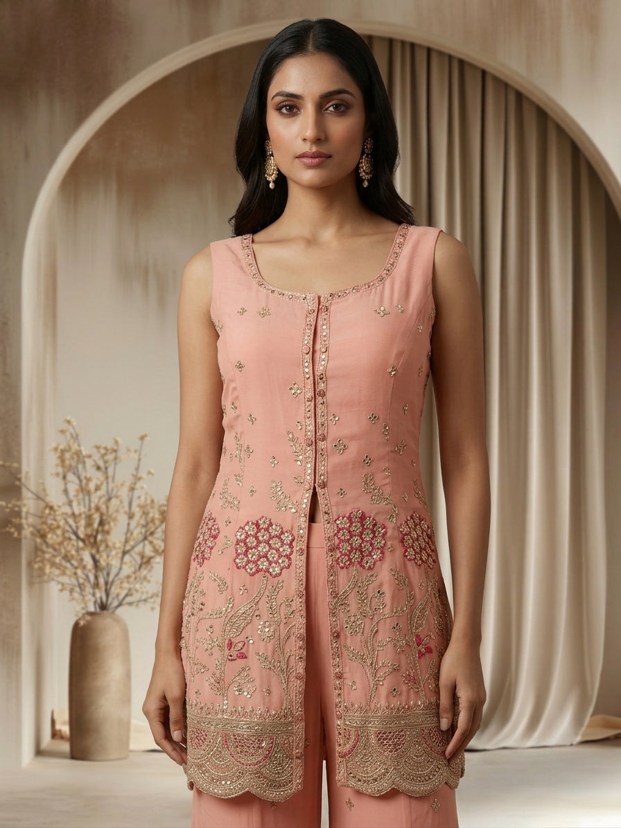 Blush Embellished Sharara Set