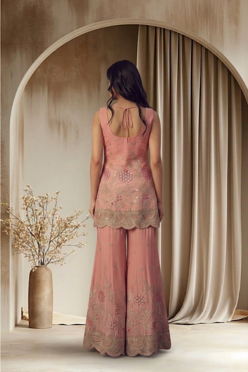 Blush Embellished Sharara Set