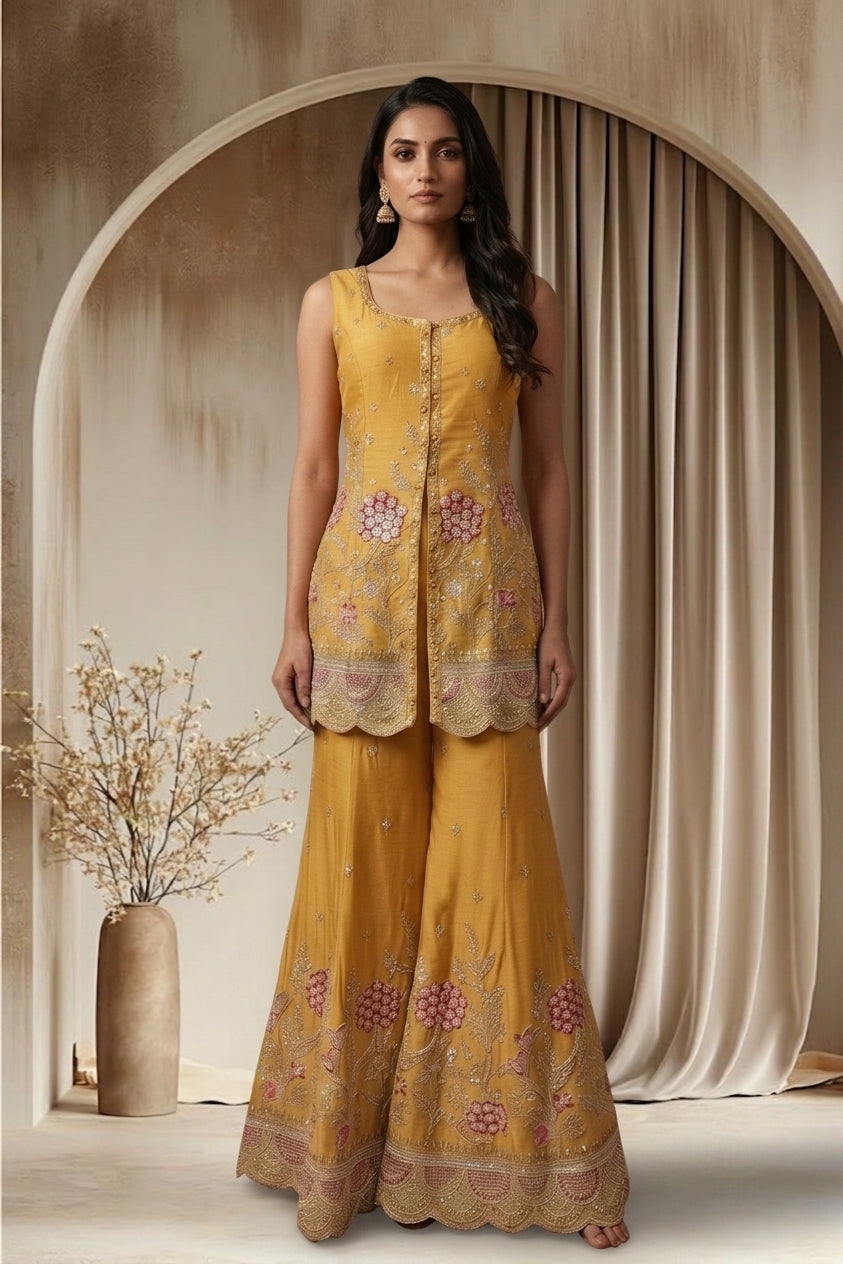 Blush Embellished Sharara Set