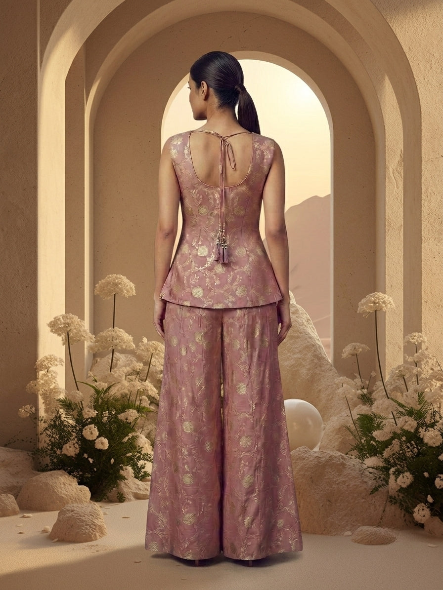 Blush Embroidered Kurta Sharara Set