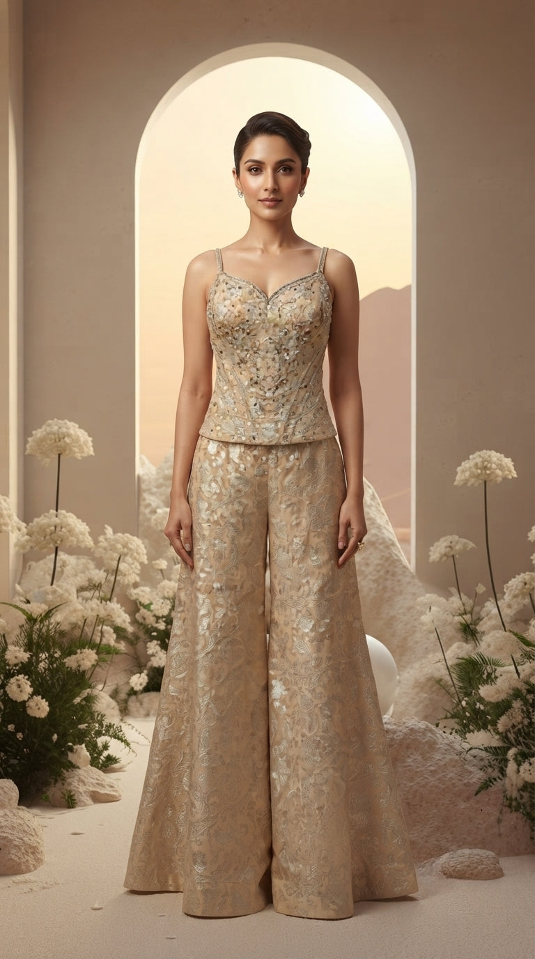 Corset Embroidered Sharara Set