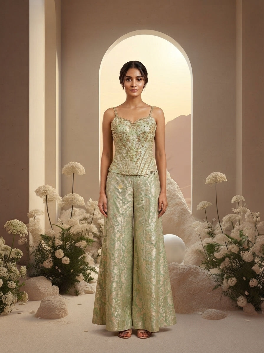 Corset Embroidered Sharara Set