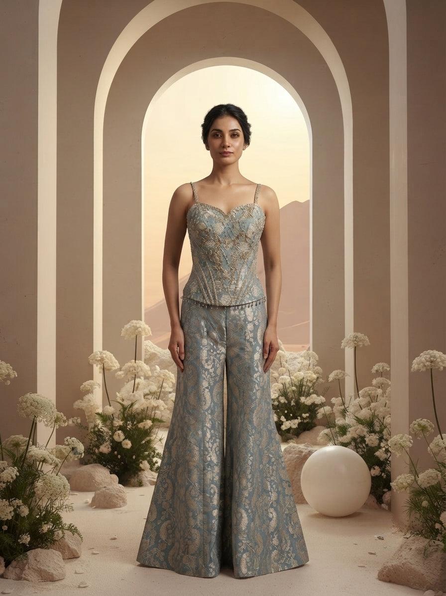 Corset Embroidered Sharara Set