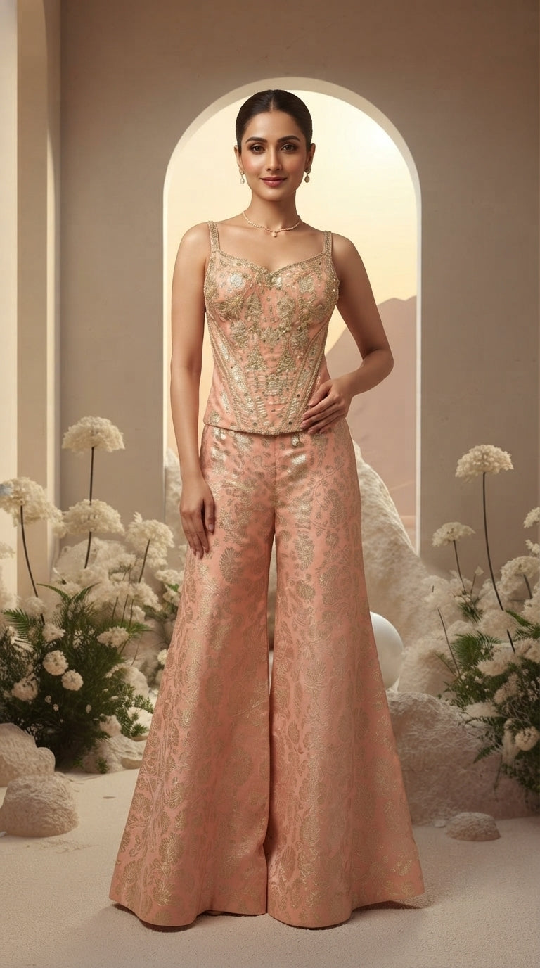 Corset Embroidered Sharara Set