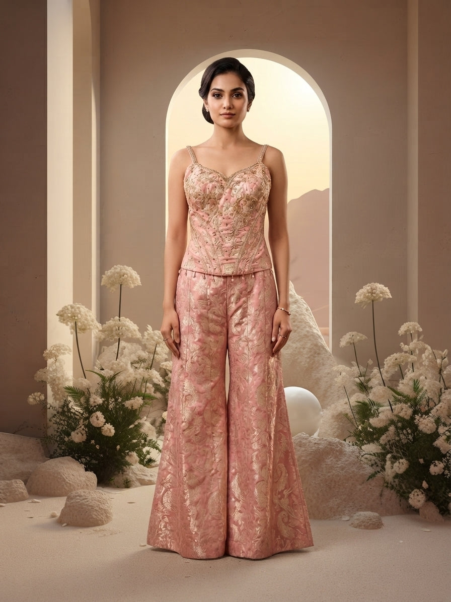 Corset Embroidered Sharara Set