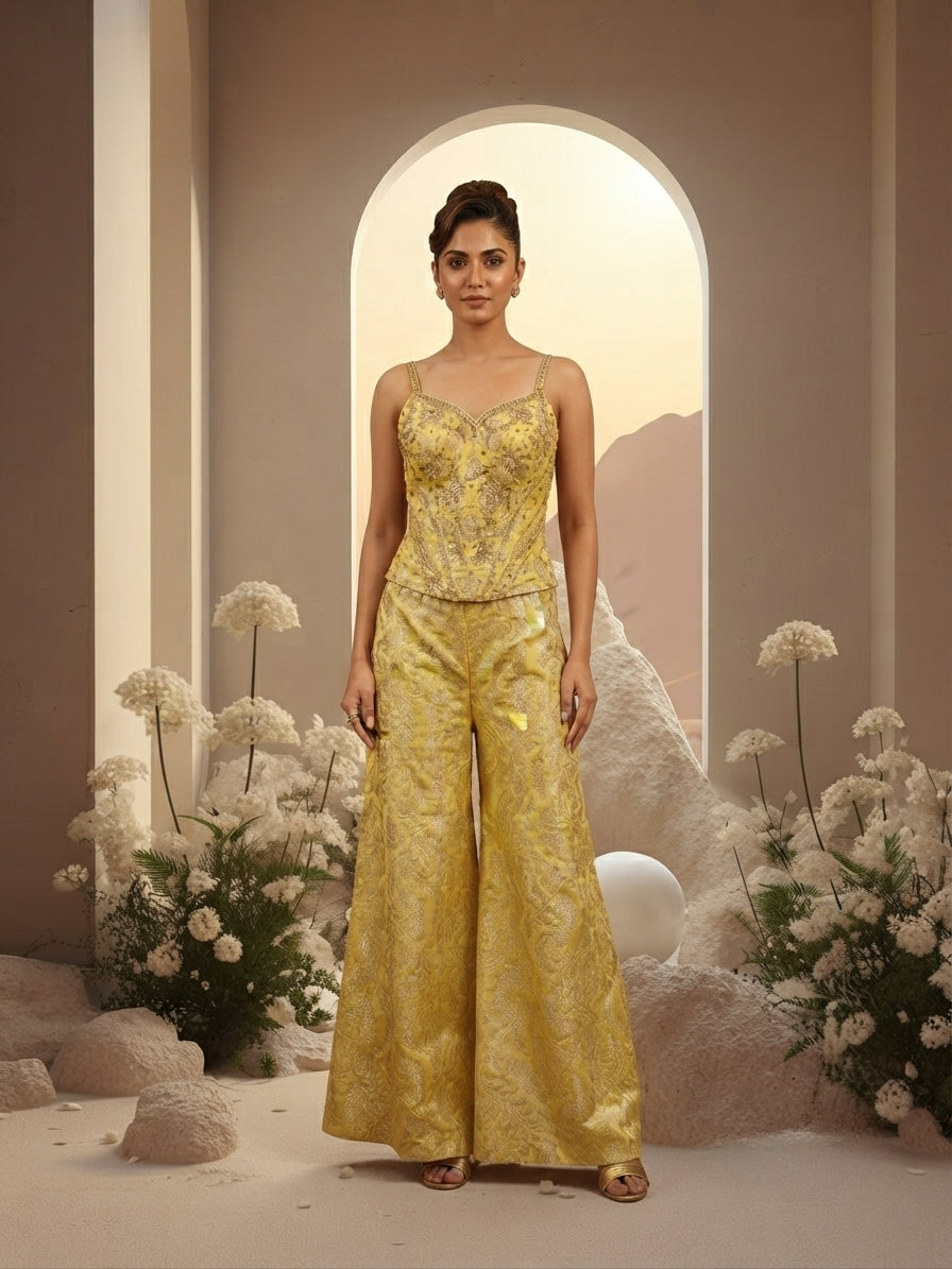 Corset Embroidered Sharara Set
