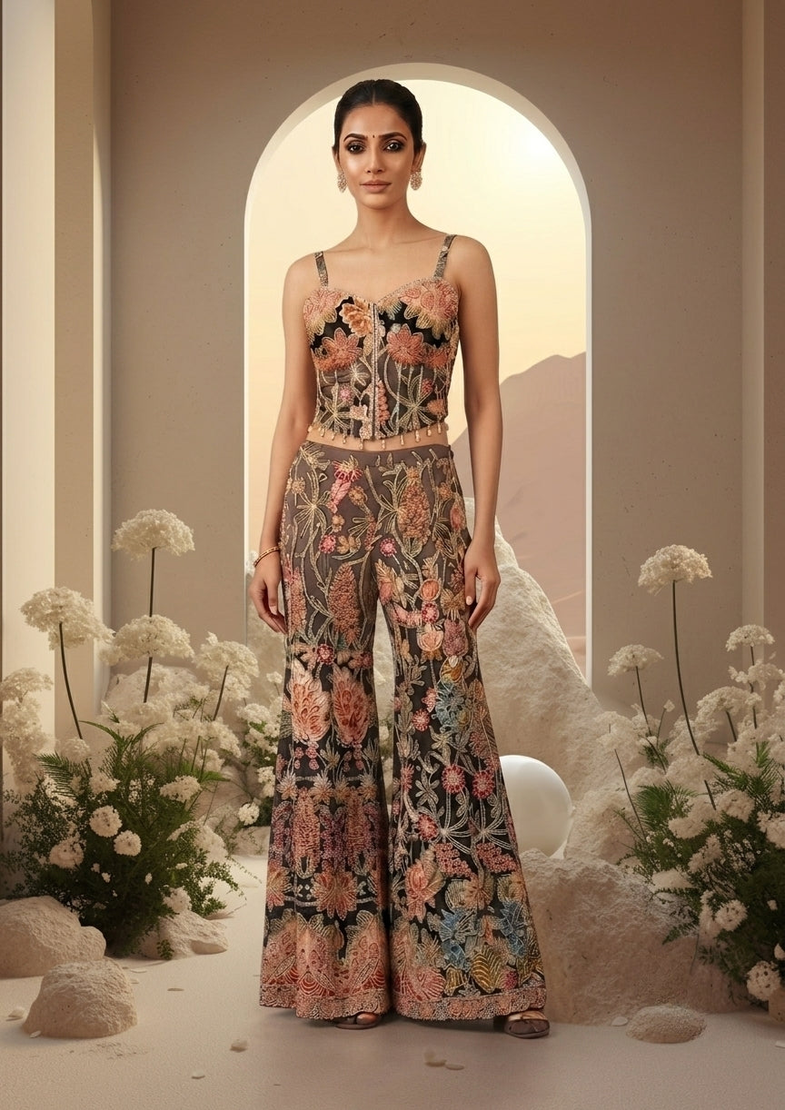 Floral Heavy Embroidery Sharara Set