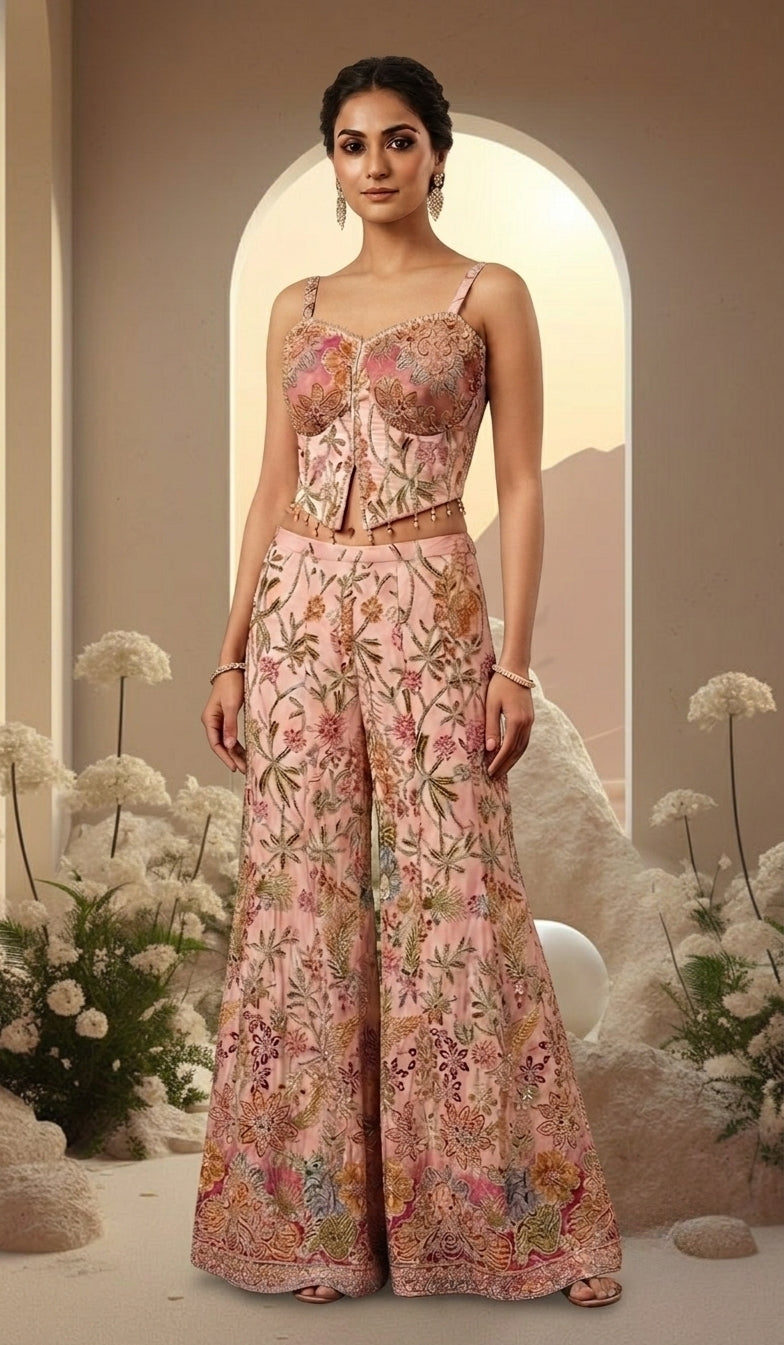 Floral Heavy Embroidery Sharara Set