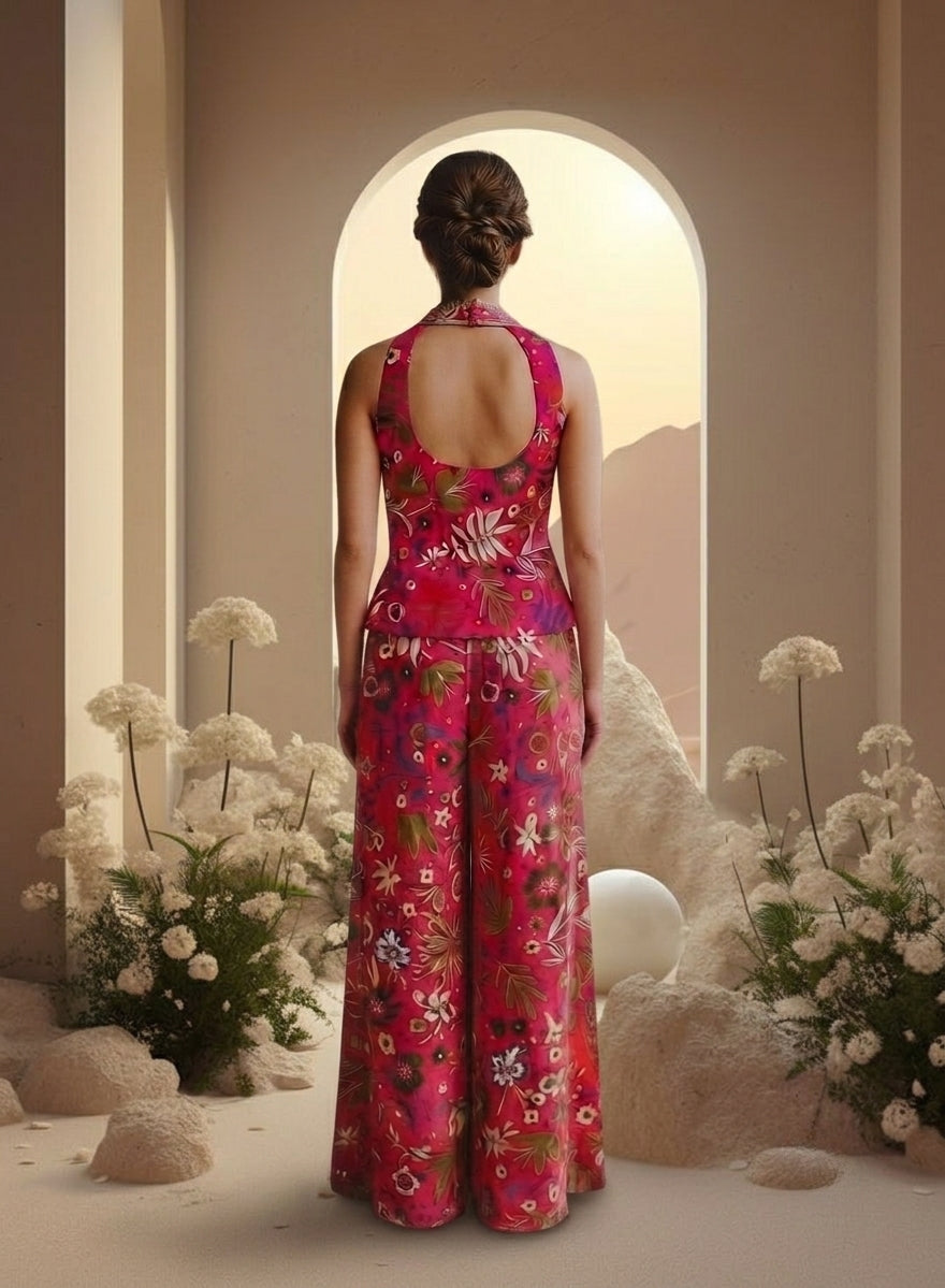Fushia Pink Embroidered Sharara Set