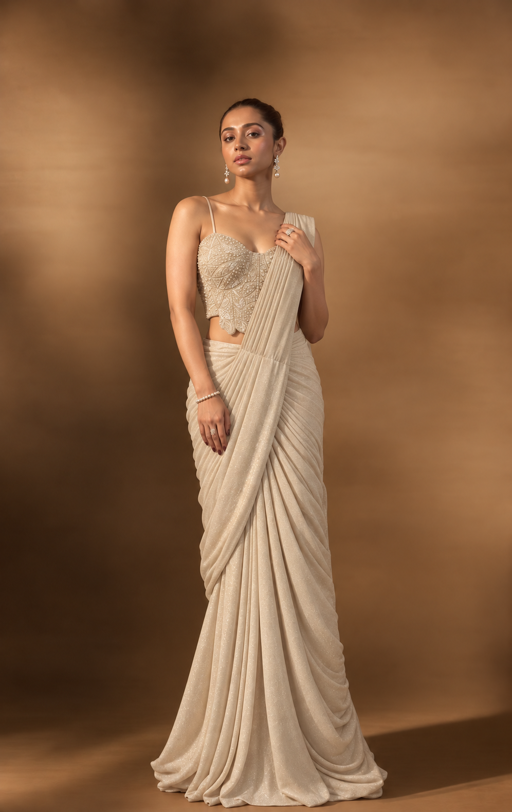 Ivory Shimmer Saree Set
