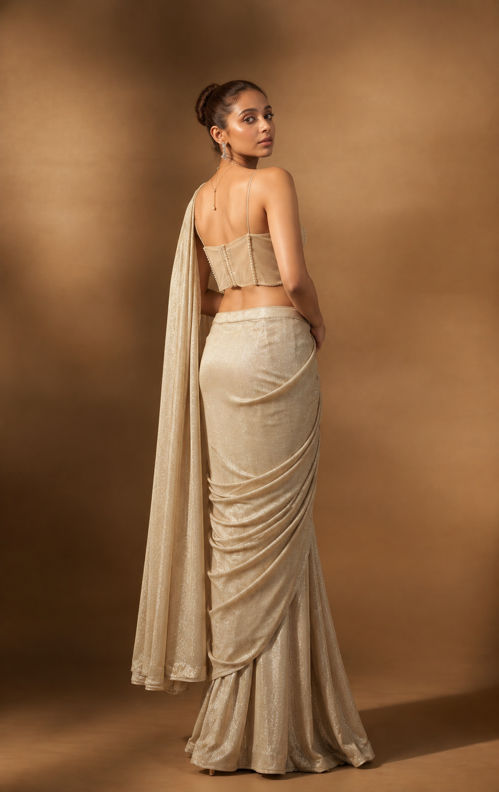 Ivory Shimmer Saree Set