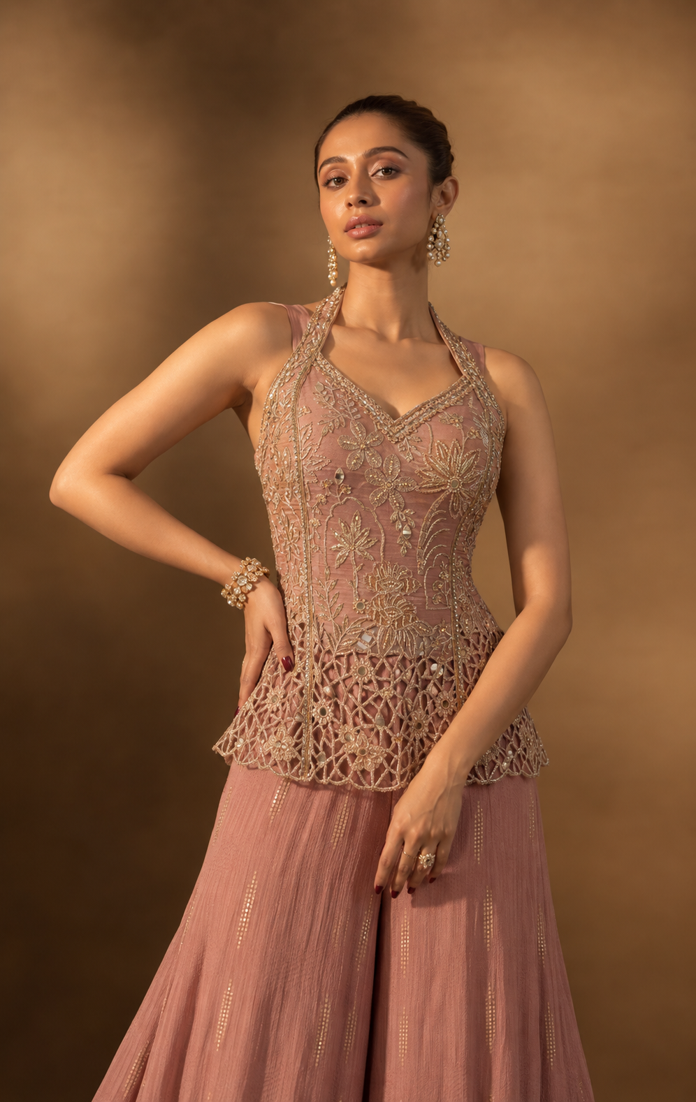 Dark Halter Embroidered Set