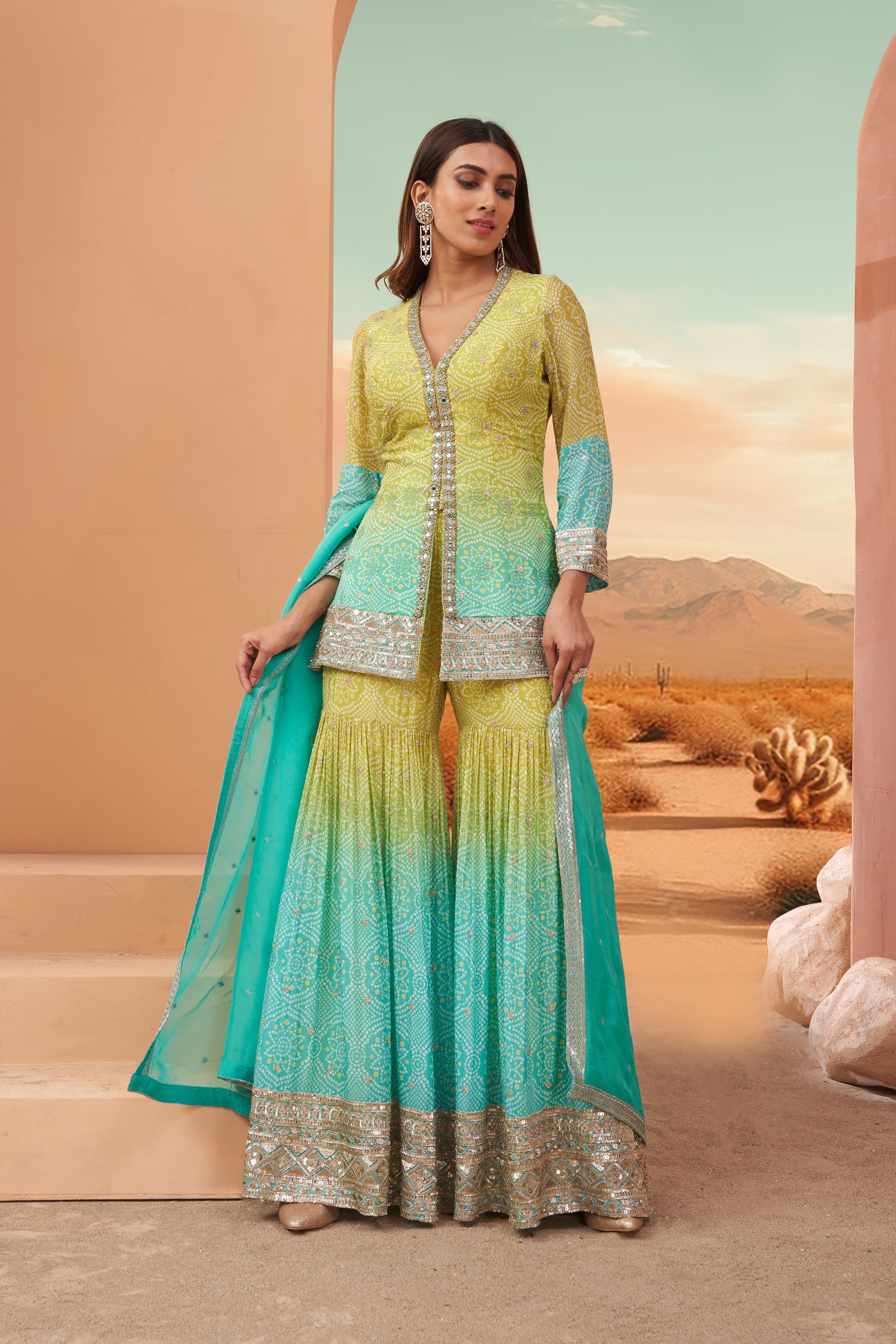 Emerald Aura Sharara Set