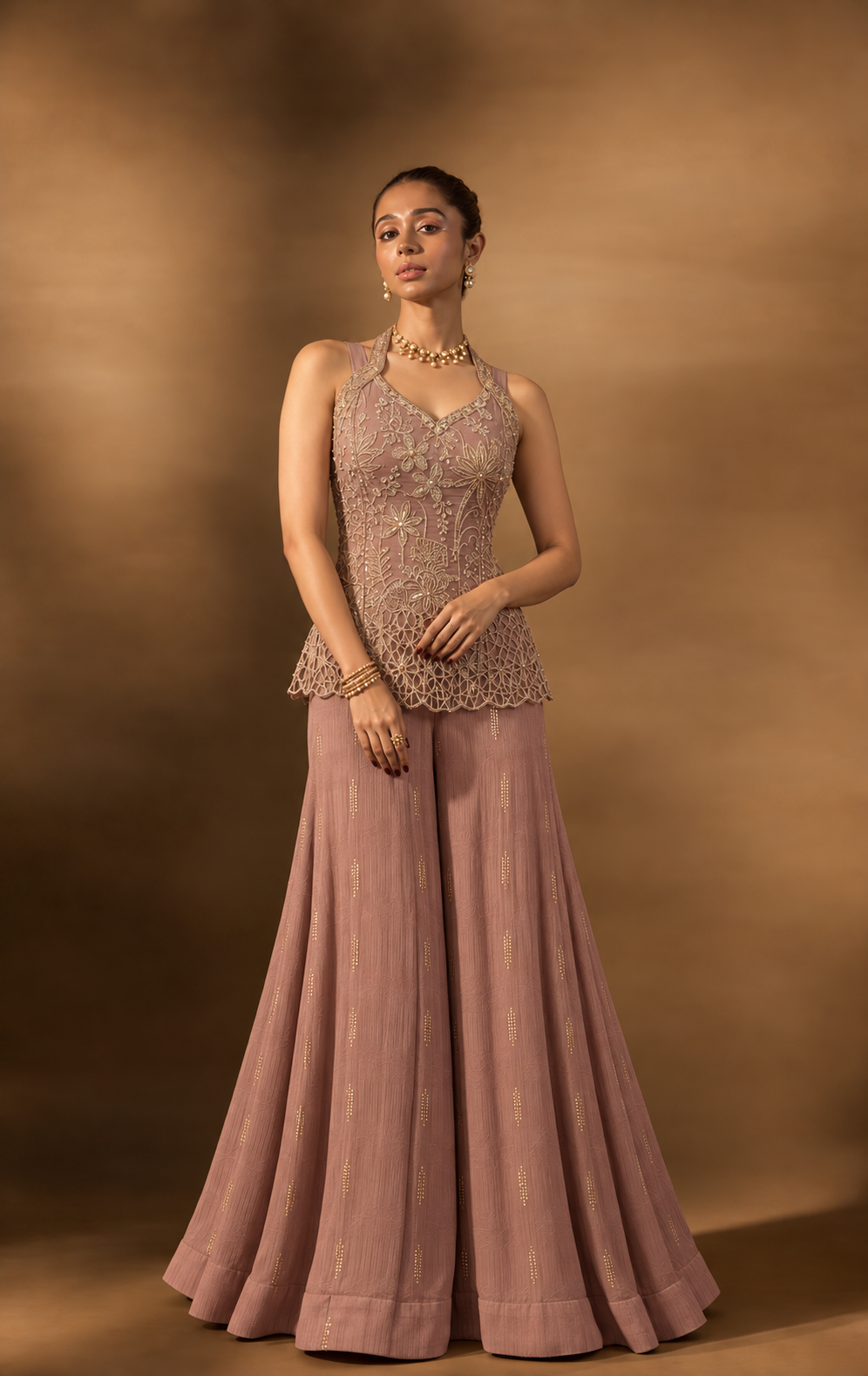 Dark Halter Embroidered Set