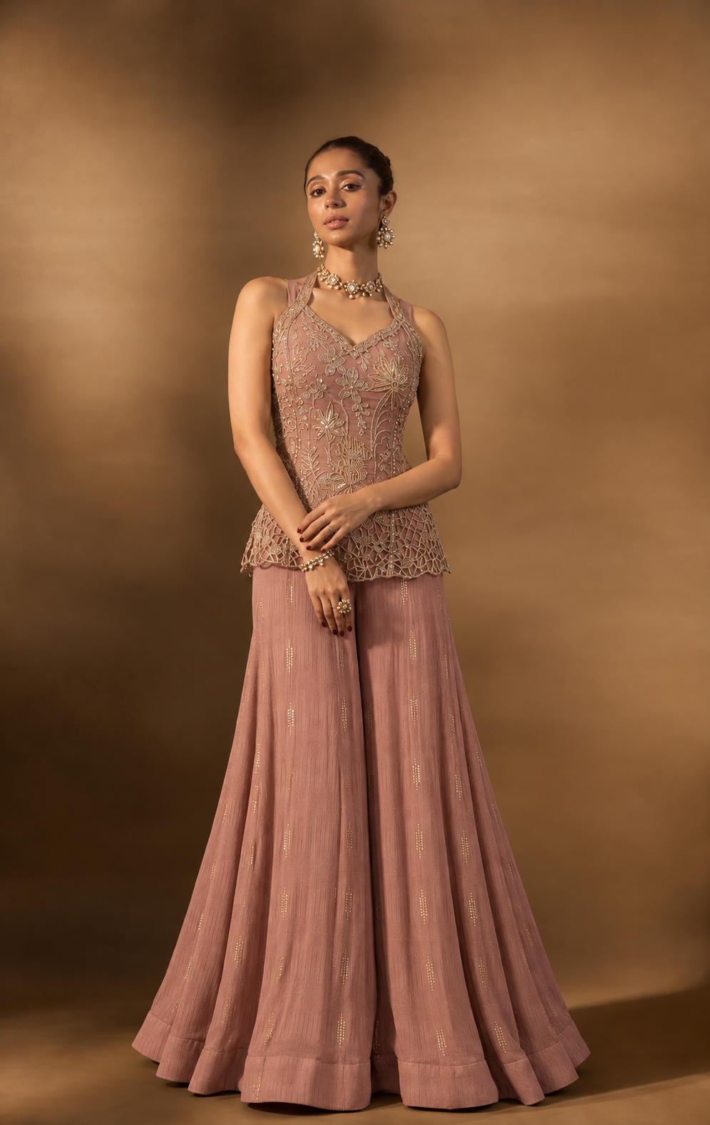 Dark Halter Embroidered Set