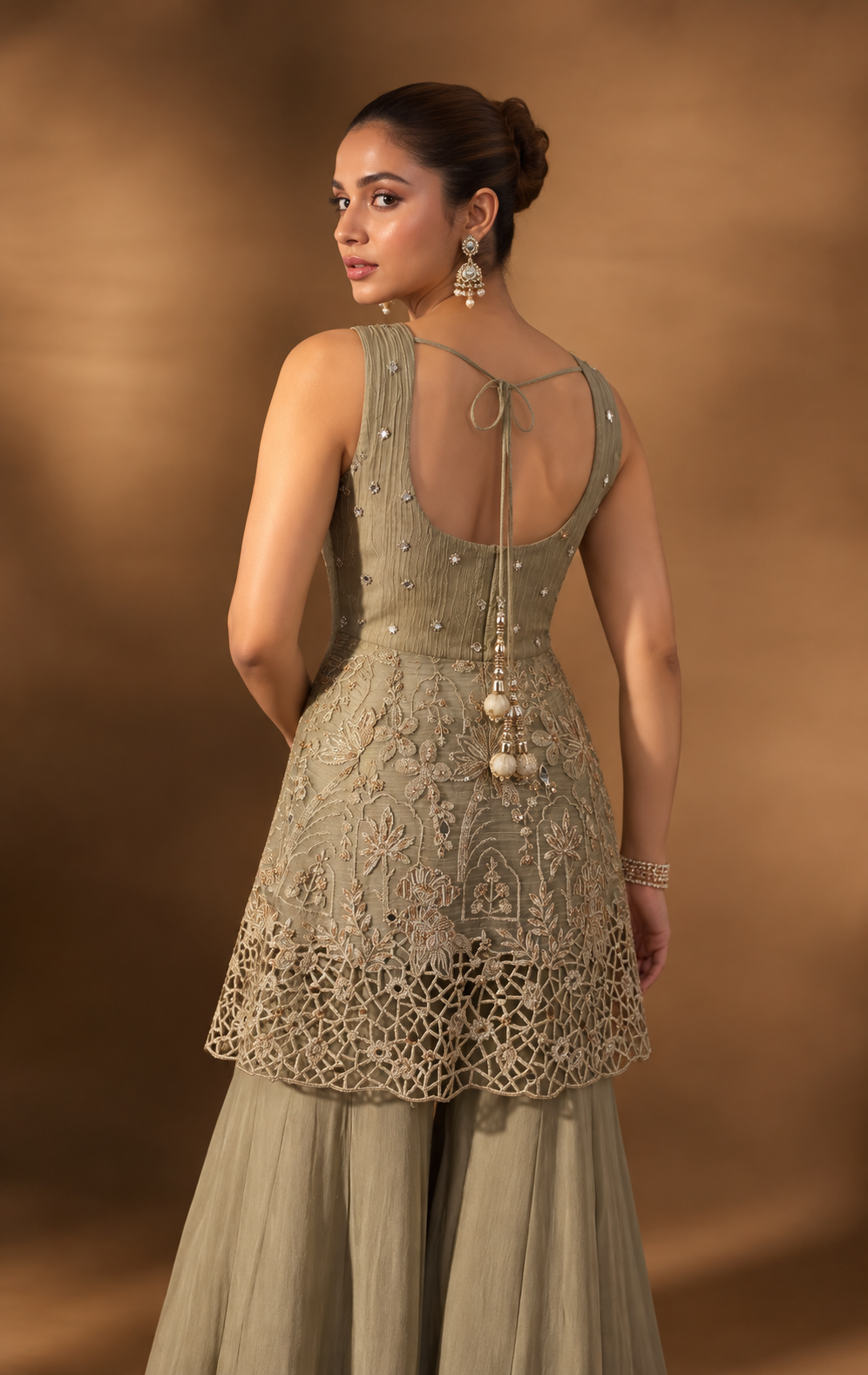 Grey Luxe Embroidered Sharara Set