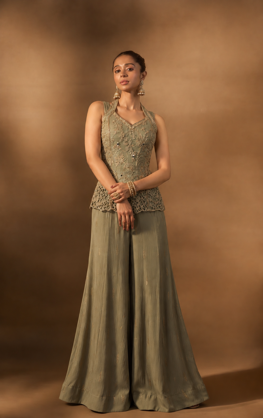 Dark Halter Embroidered Set