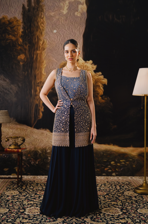 Midnight Blue Sharara Set