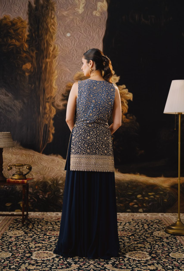 Midnight Blue Sharara Set