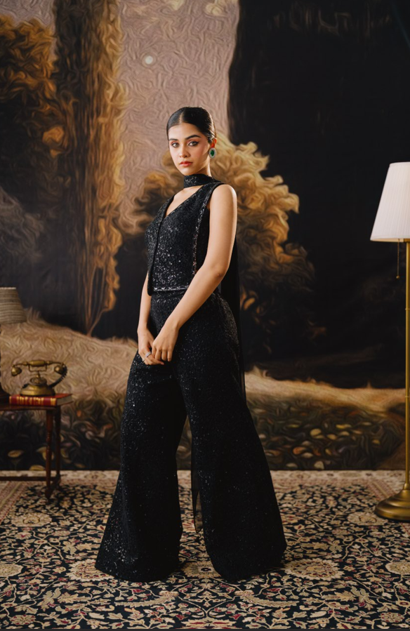 Black Royale Sharara Set