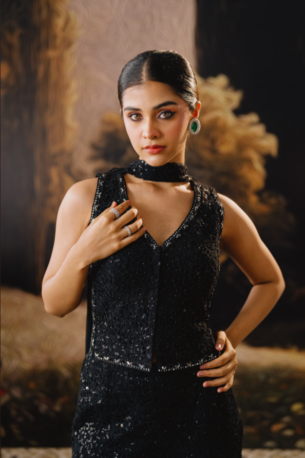 Black Royale Sharara Set