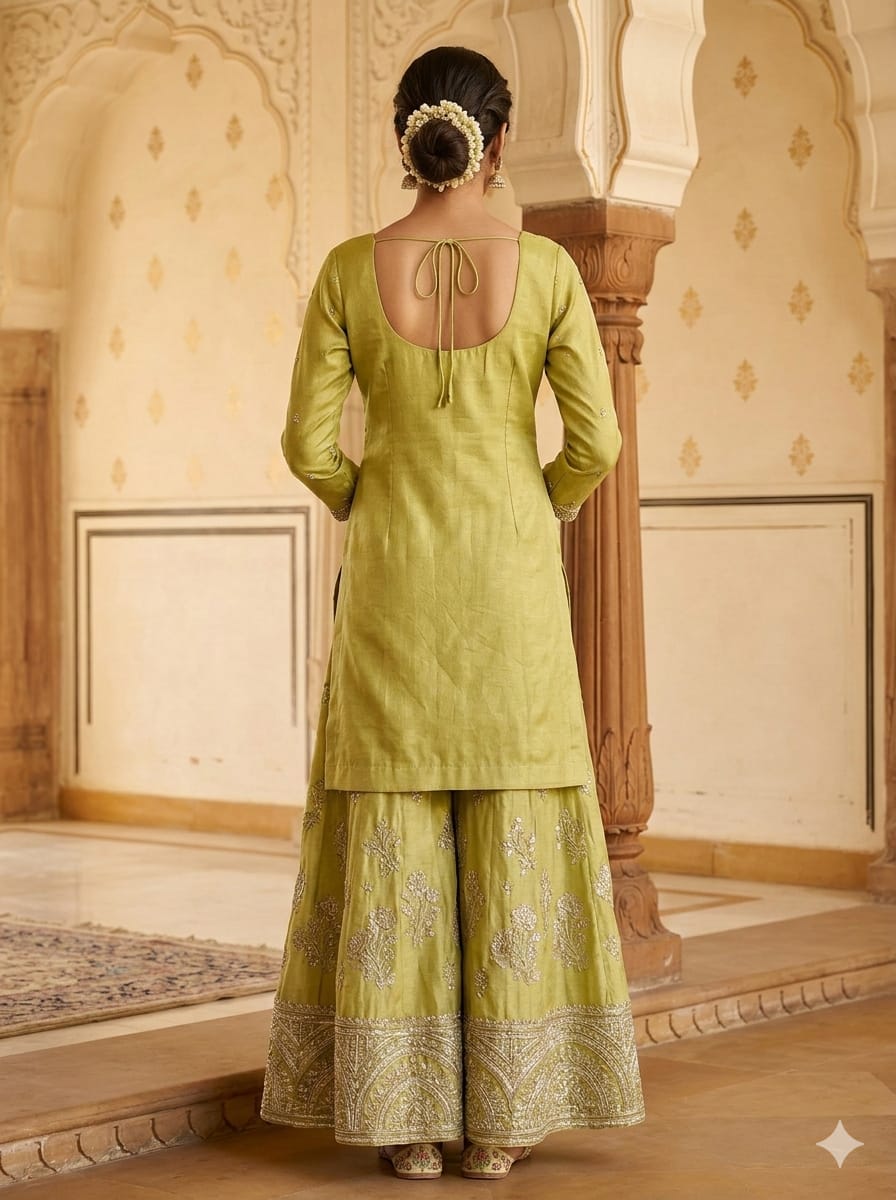 Kurti With Embroidery Sharara Set