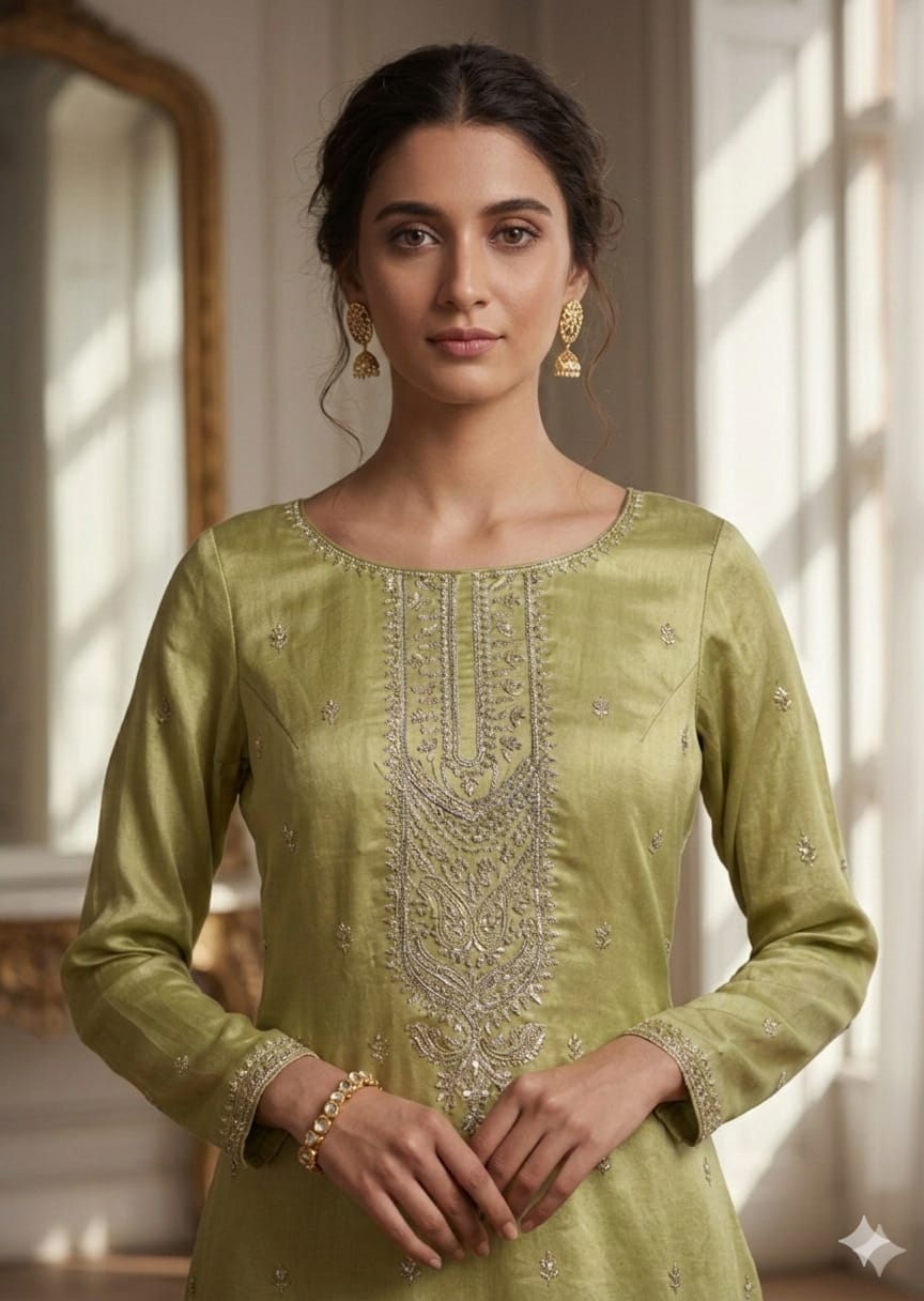 Kurti With Embroidery Sharara Set