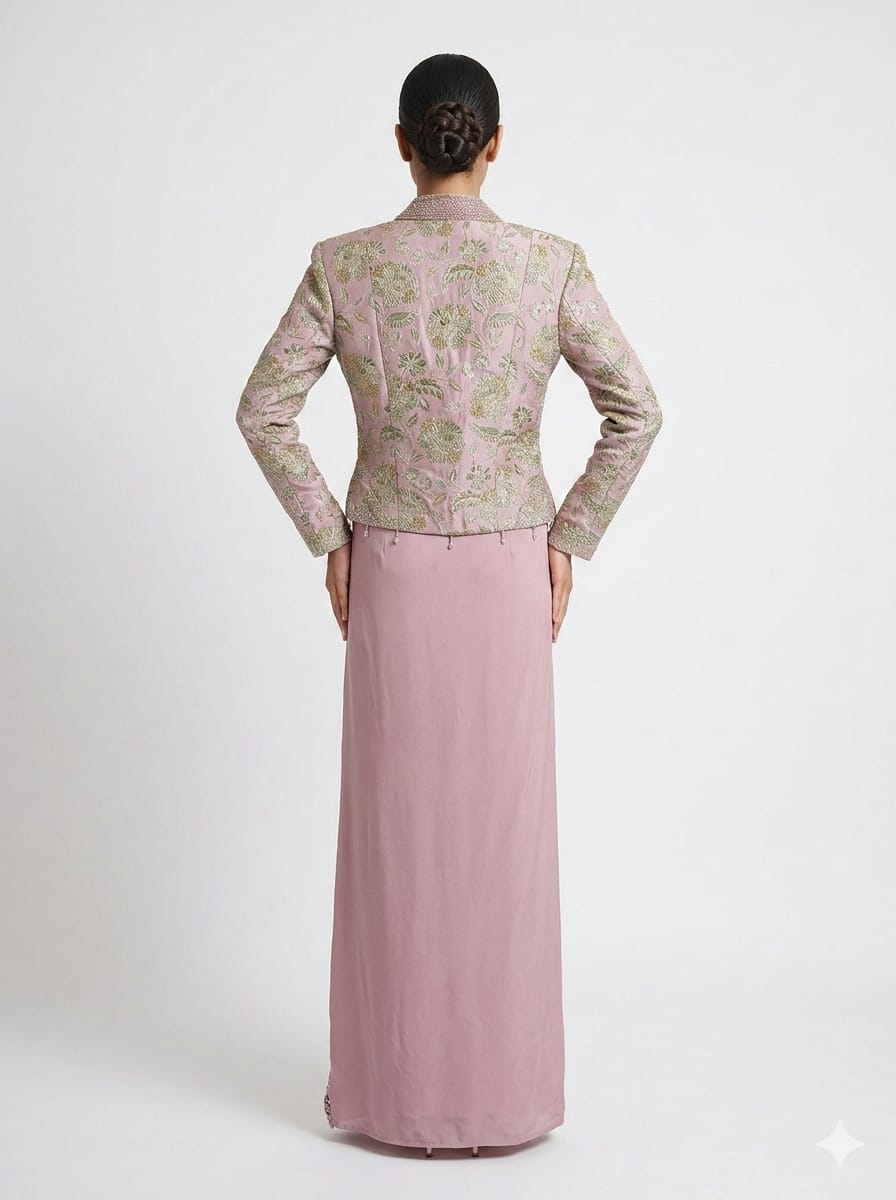 Full Sleeves Embroidered Top Dhoti Set