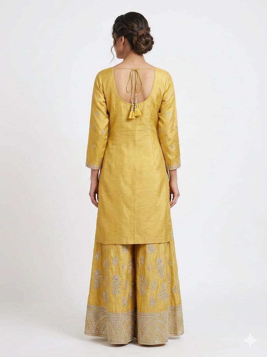 Kurti With Embroidery Sharara Set