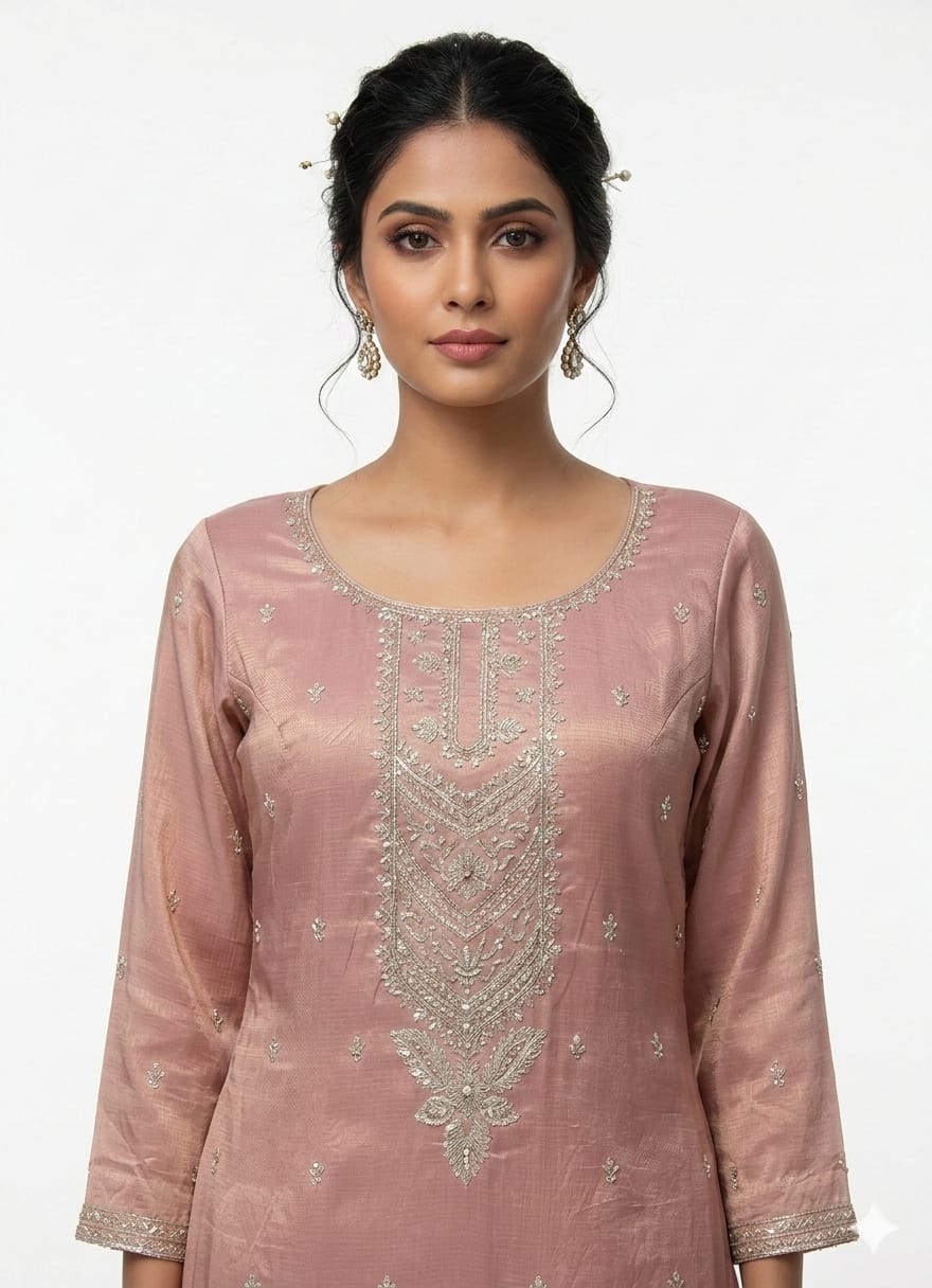 Kurti With Embroidery Sharara Set
