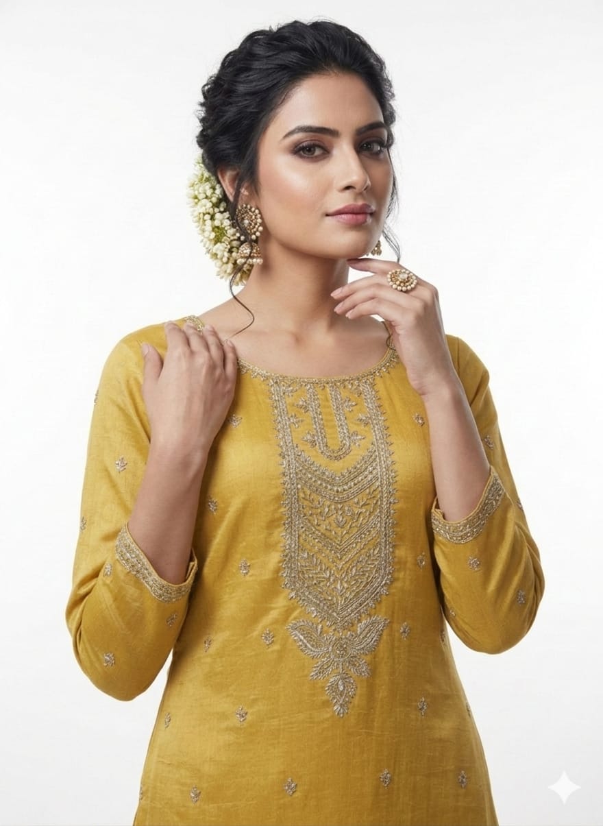 Kurti With Embroidery Sharara Set