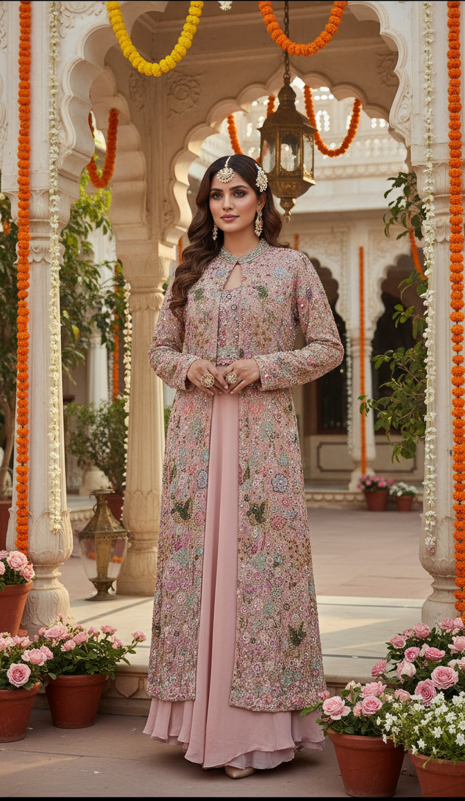 Floral Veil Sharara Set