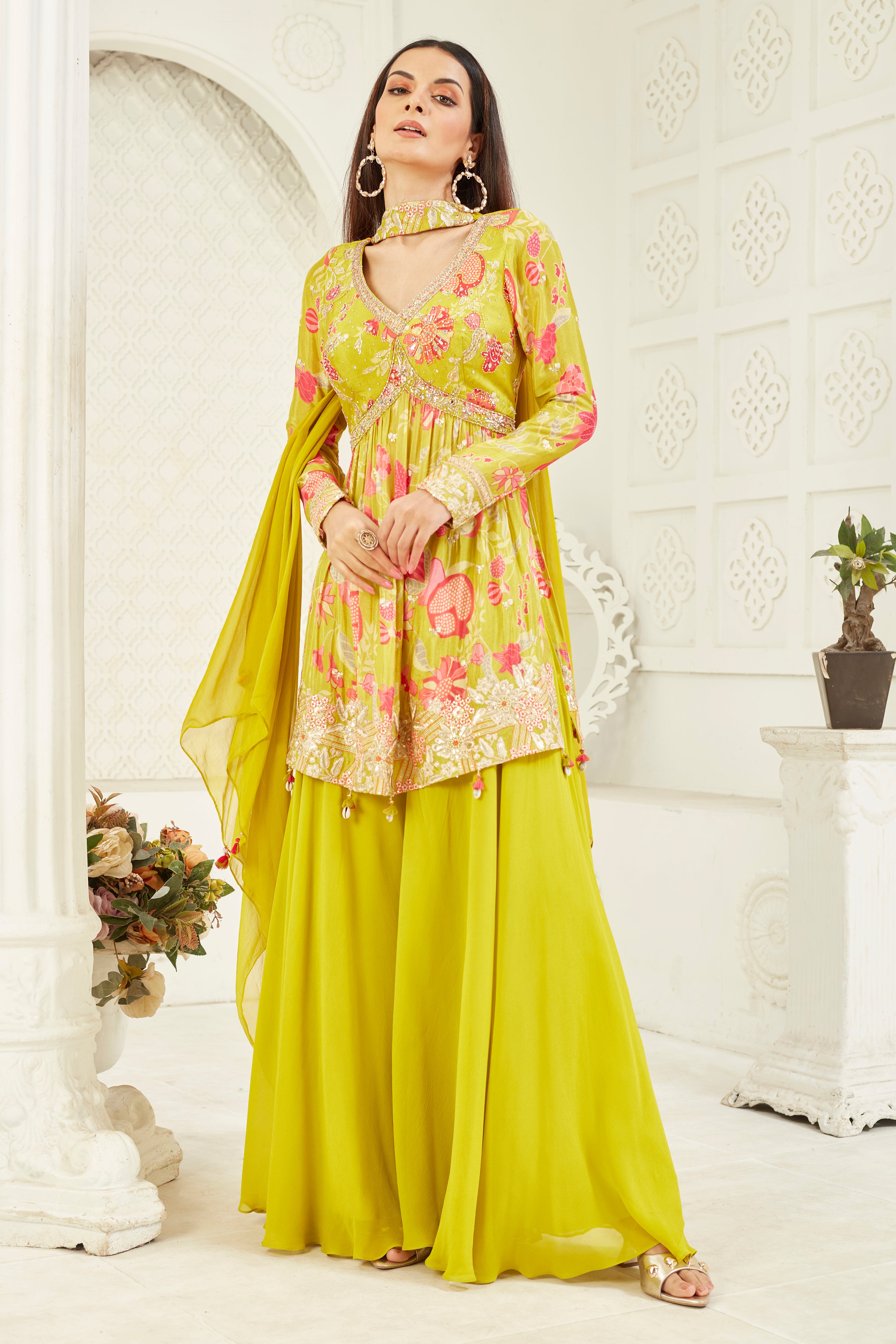 Radiant Lime Sharara set