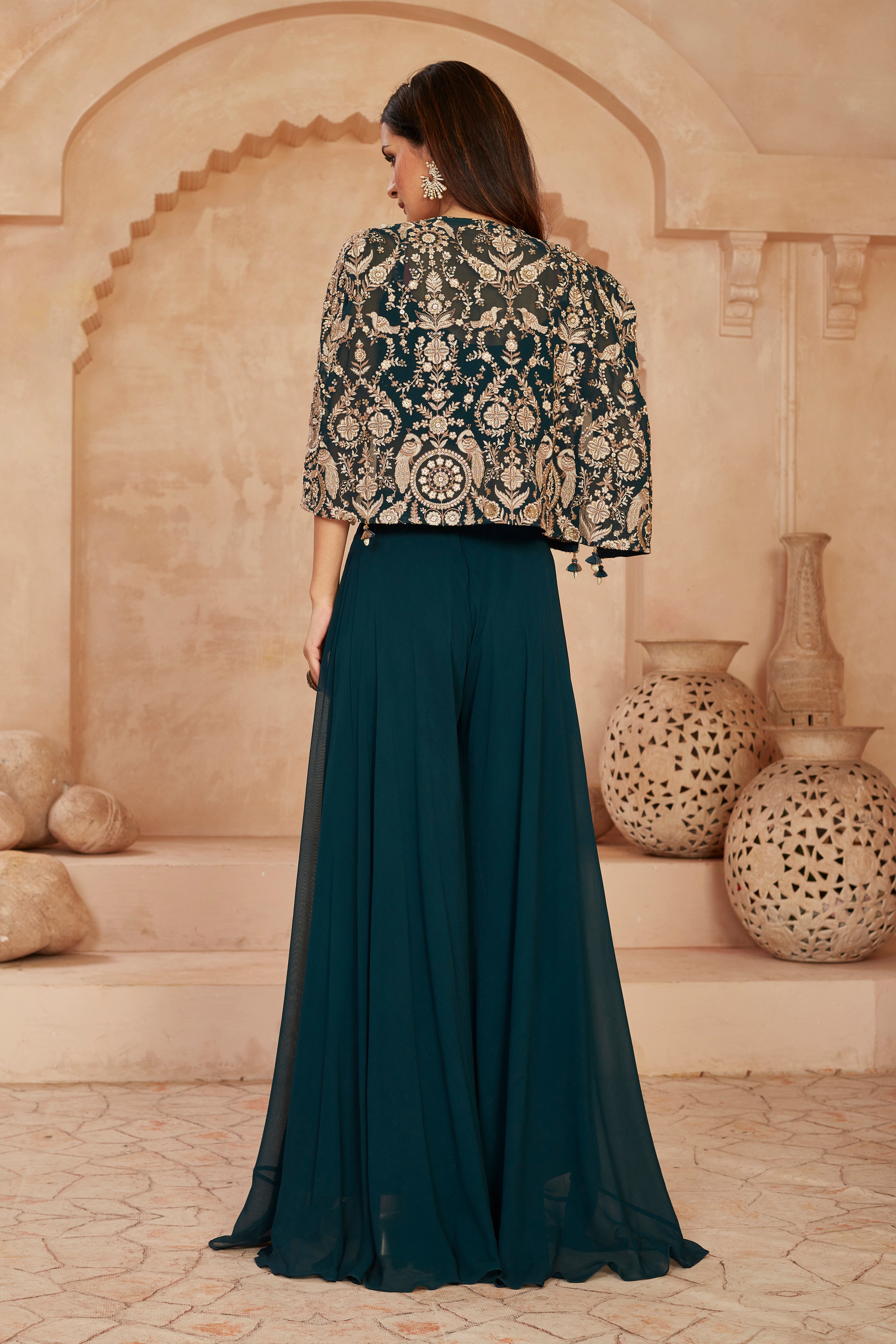 Ravishing Ebony Cape Sharara