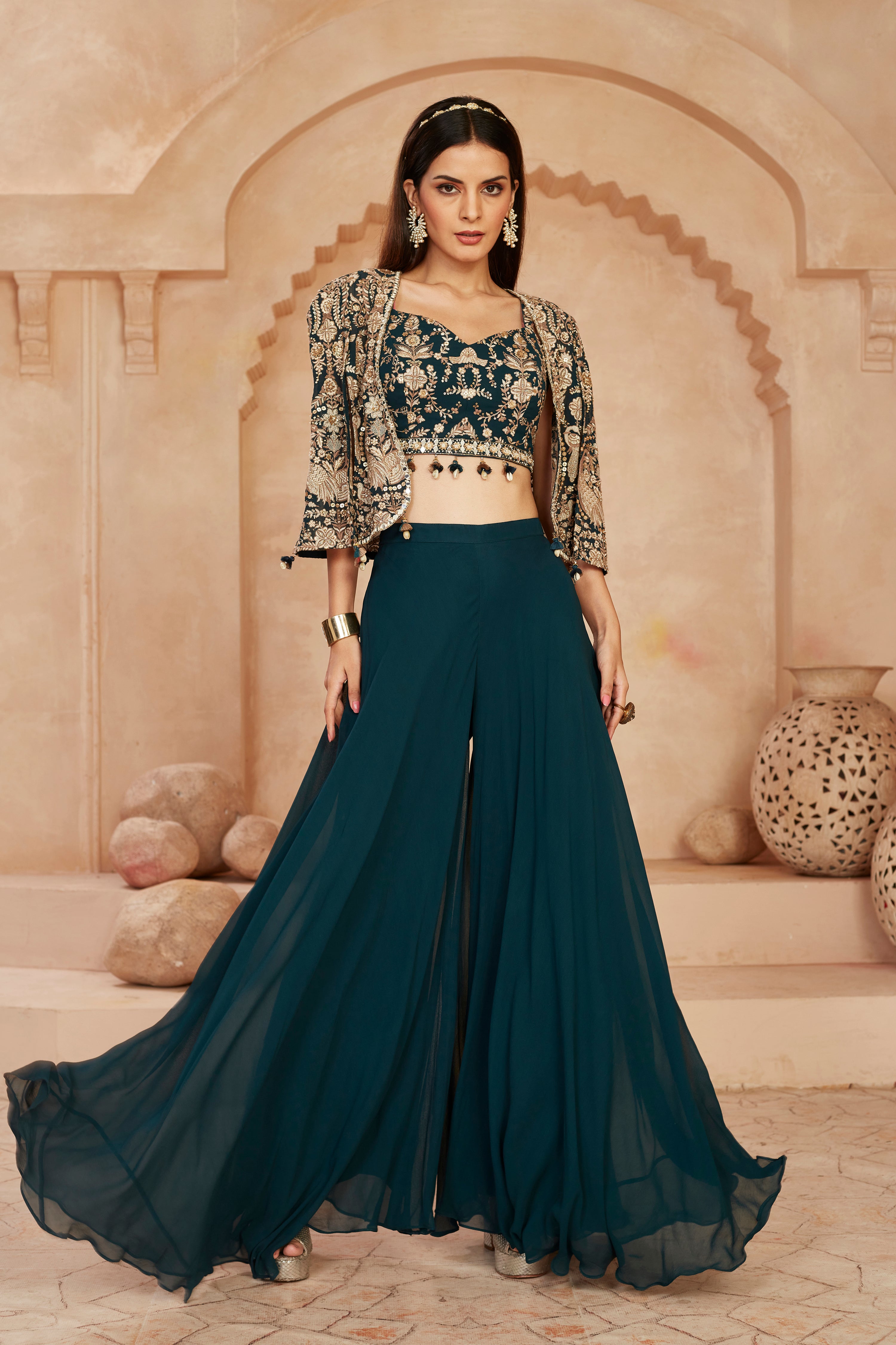 Ravishing Ebony Cape Sharara