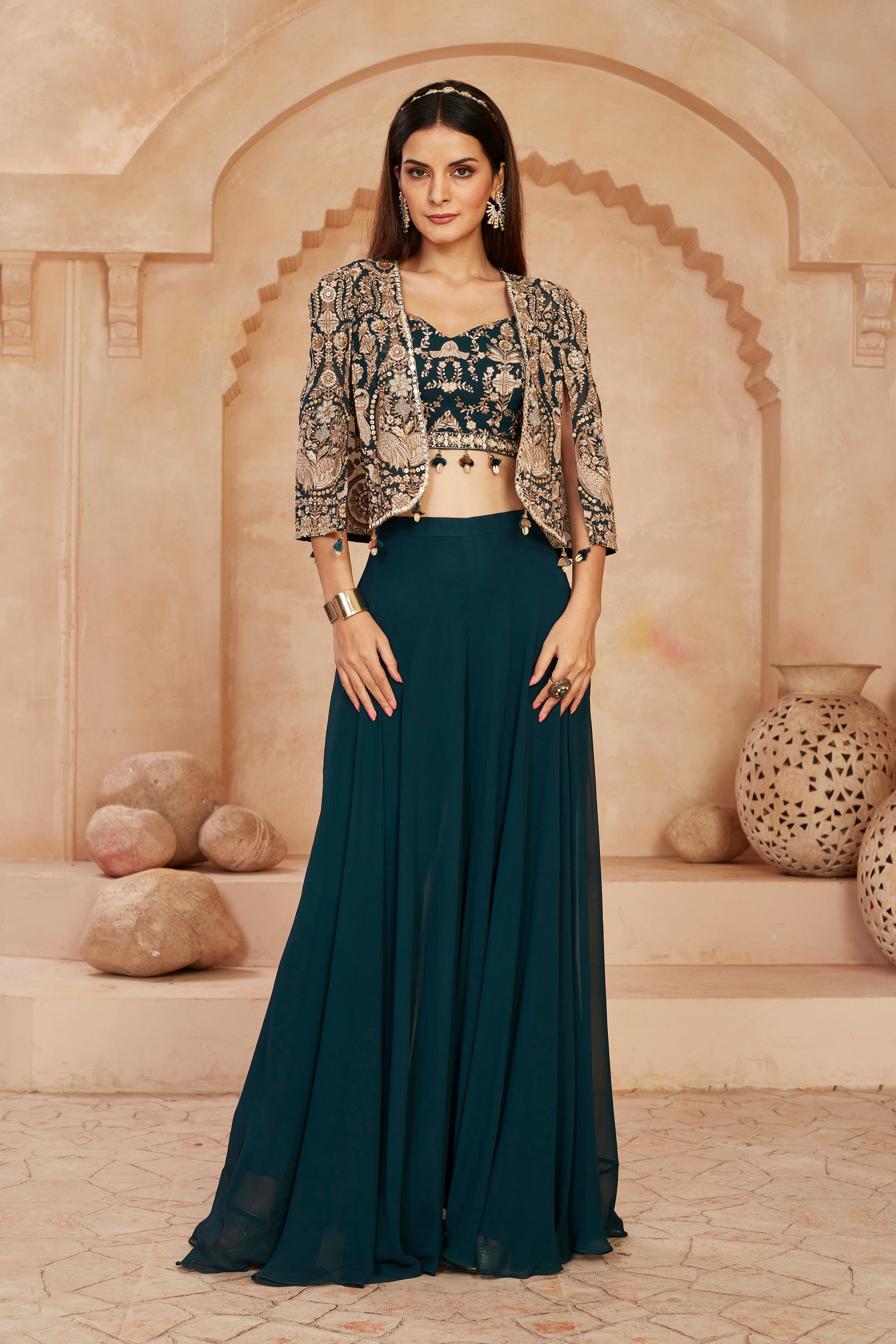 Ravishing Ebony Cape Sharara